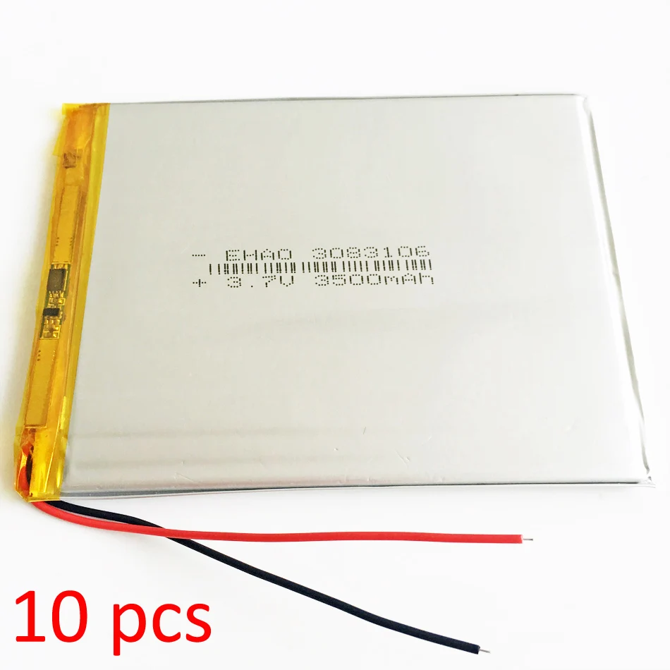 

10 pcs 3083106 3.7V 3500mAh Polymer Lithium LiPo Rechargeable Battery For GPS PSP DVD PAD e-book tablet pc Laptop power bank