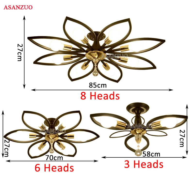 Современные хрустальные железные потолочные светильники, простой американский ресторан, скандинавские светильники для гостиной, спальни