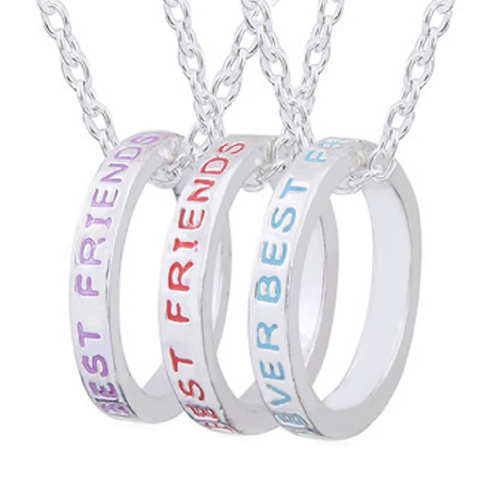 

3 Part Best Friend Forever Karma Circle Necklace Infinity Circle Pendants Necklace