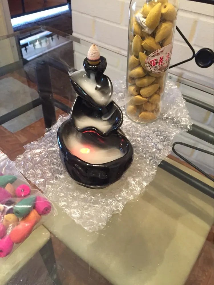 LED Light Backflow Incense Burner