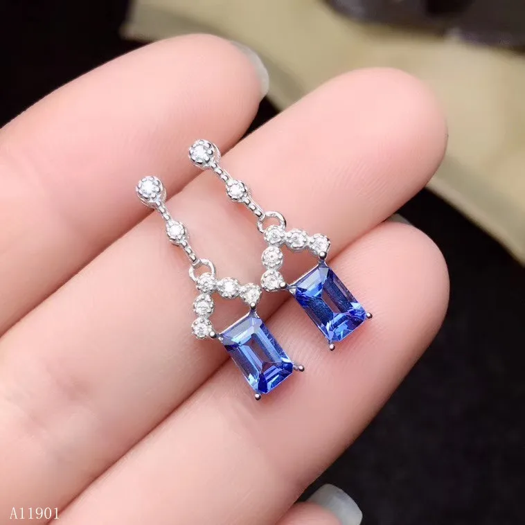 KJJEAXCMY boutique jewelryar 925 Серебряная инкрустированная натуральная Танзанит для ушей, поддержка для ушей