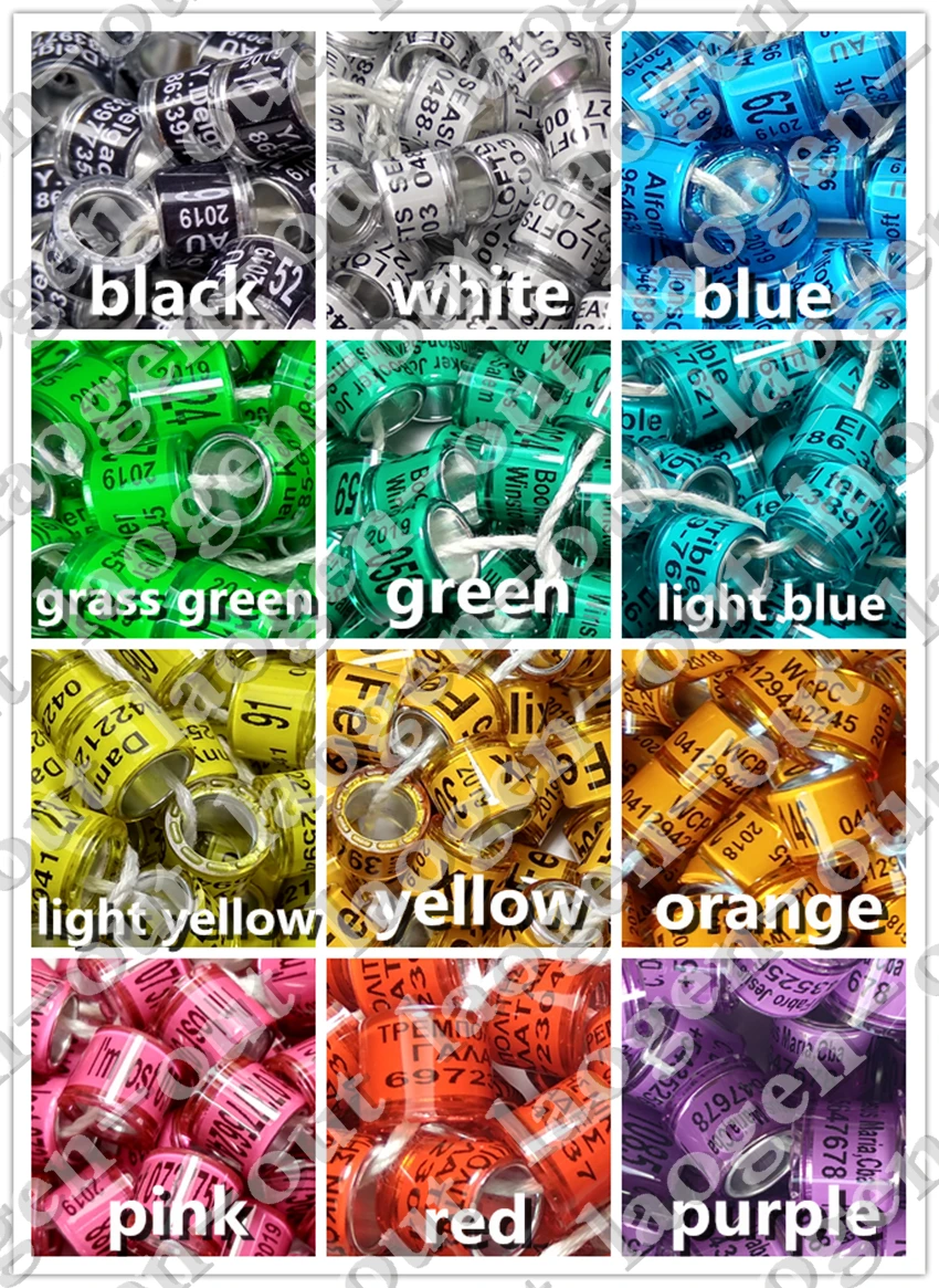 100pcs/set 8mm plastic with silver aluminum core rings pigeon bands