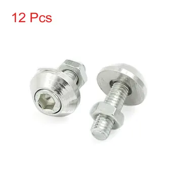 

X Autohaux Car Vehicle Decor 6Mm Thread Dia License Plate Bolts Screws Sliver Tone 12 Pcs