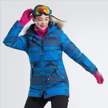 Женская лыжная куртка LANLAKA с меховым капюшоном, куртка для сноуборда, ветрозащитная Водонепроницаемая супер теплая одежда, спортивная верхняя одежда средней длины, пальто