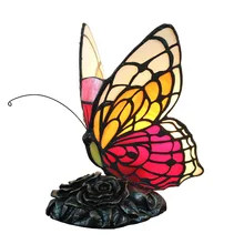 Витражная Оранжевая бабочка акцентная лампа ночники Новинка Настольная лампа декоративная роза Lampbase