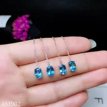 KJJEAXCMY поддержка ing обнаружения стерлингового серебра 925 пробы инкрустированные серьги с натуральным голубым топазом и драгоценным камнем для женщин