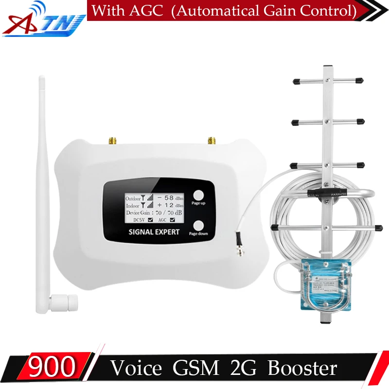 

ATNJ 15m Cable Set Smart 2G GSM 900mhz Signal Repeater 2G 70dB Mobile Cellular Signal Booster GSM Cell Phone Amplifier Antenna
