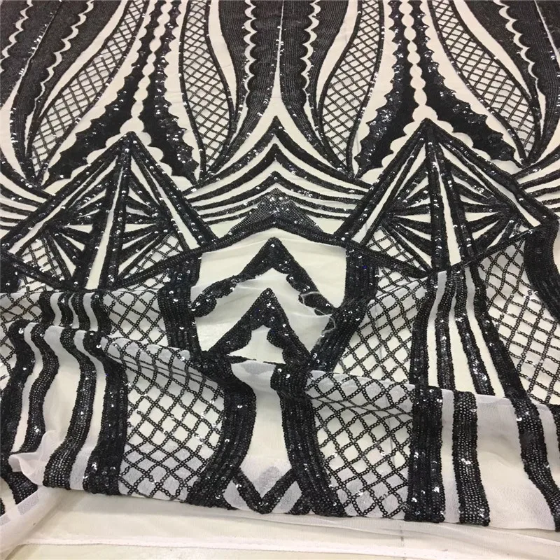 

Most Popular 5 Yards French Style Sequin Embroidered High Quality Net Lace African Fabric Lace Black Sequin Lace Fabric X994-1