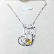 Натуральный цитрин ожерелье кулон «любящее сердце» стиль 925 стерлингового серебра 0.45ct драгоценный камень# T8081704