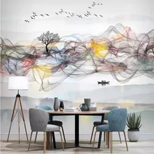 Новые китайские абстрактные чернила дым ТВ фон украшение стены живопись с фабрики обои на заказ фото стены