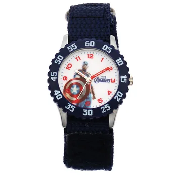 

Disney brand children boys Nylon watches quartz cartoon Captain America Iron Man student waterproof wristwatch original gift box