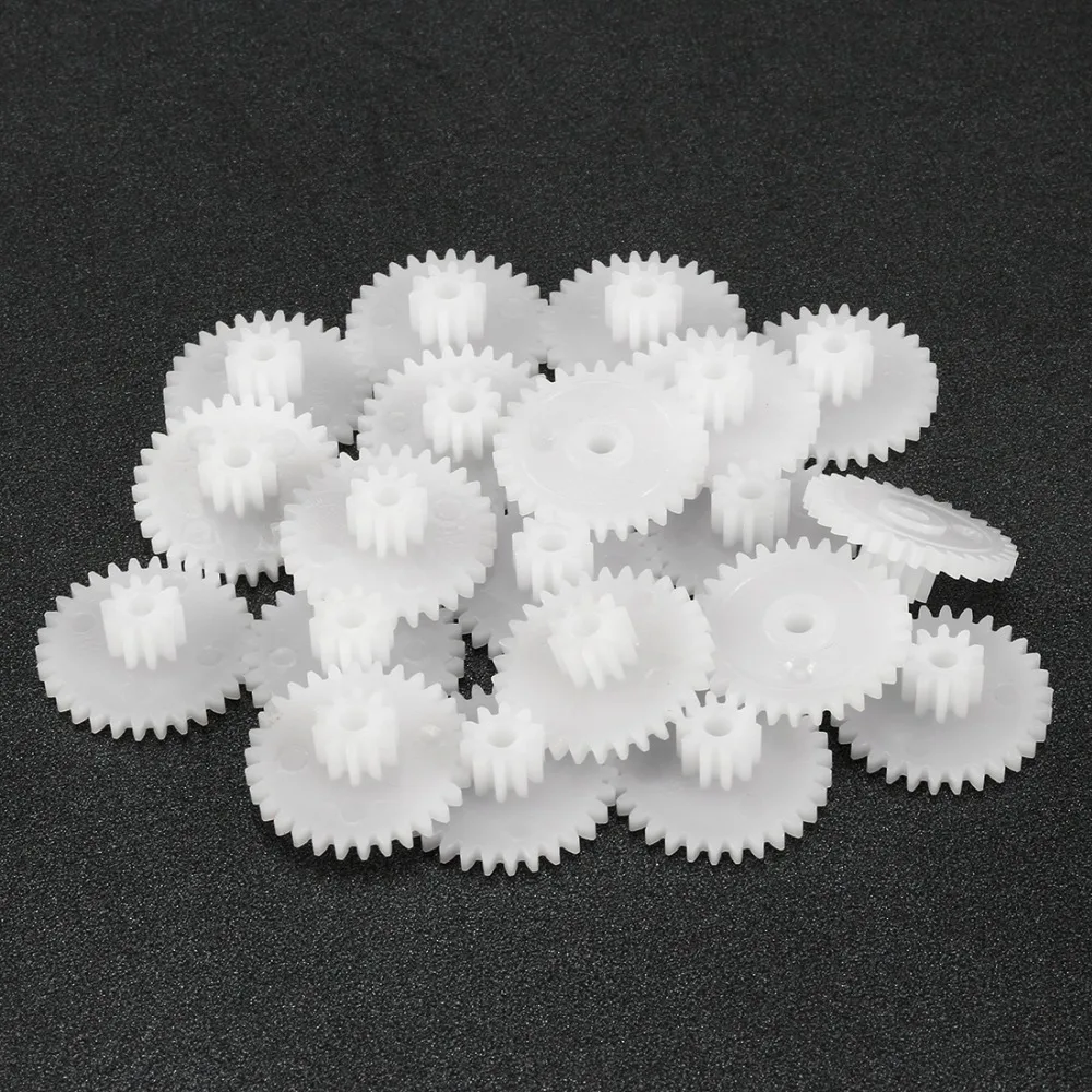 

Uxcell 20Pcs/lot 2mm Hole Diameter 30102B Plastic White Gear 5.9x16mm Toy Accessories with 30 Teeth for DIY Car Robot Motor