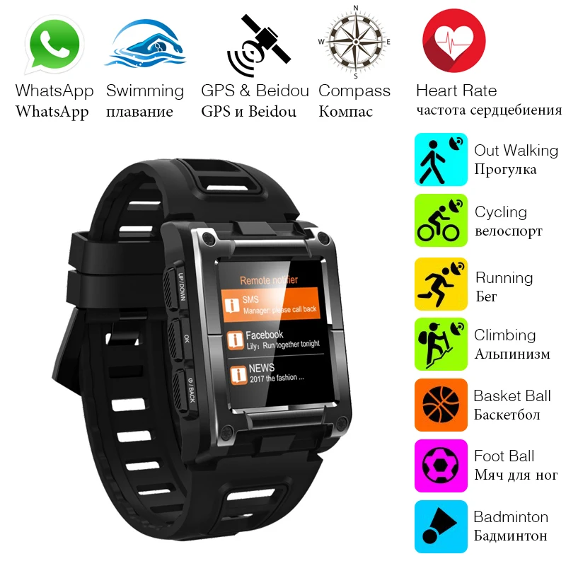 Makibes G08 1 Jahr Garantie GPS Uhr Kompass Armbanduhr Bluetooth Smart Uhren Wasserdicht Herz Rate
