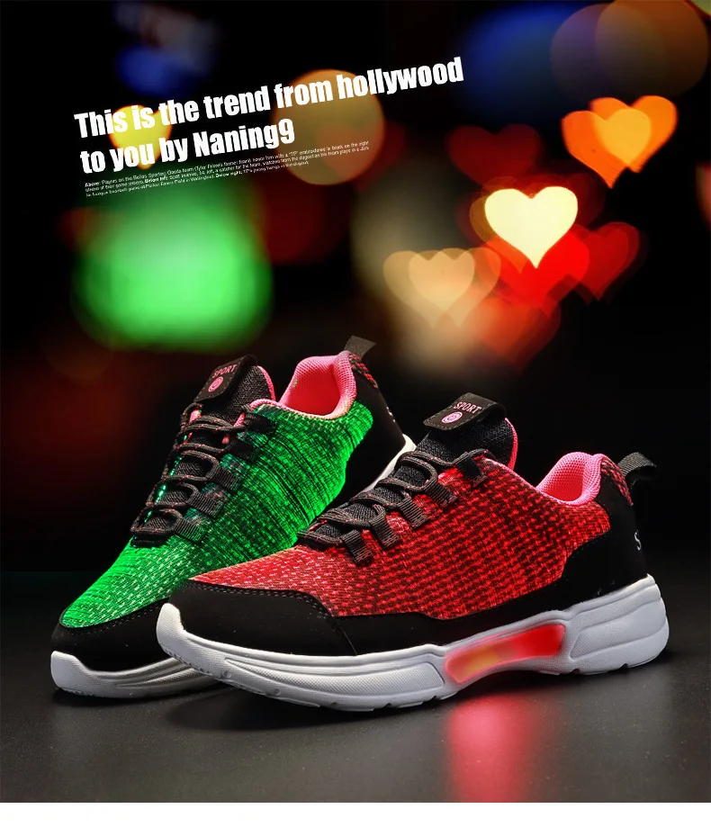 UncleJerry/Новинка; обувь со светодиодной подсветкой; обувь для девочек и мальчиков; Мужская и женская обувь с зарядкой через usb; светильник; обувь для взрослых; Светящиеся кроссовки для бега