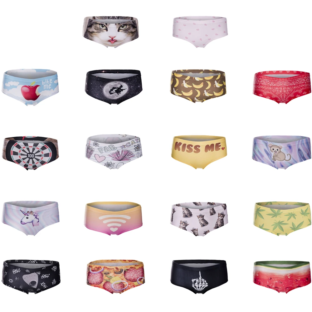 

LEIMOLIS Unicorn Cartoon emoji funny print sexy hot panties female kawaii Lovely underwear push up briefs women lingerie thongs