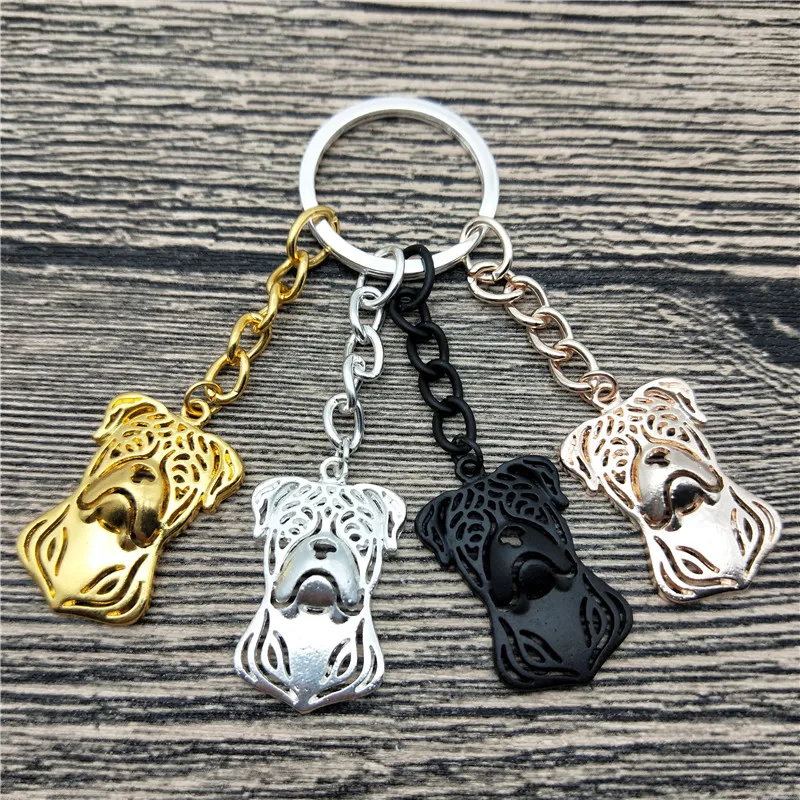 

New American Bulldog Key Chains Fashion Pet Dog Jewellery Trendy American Bulldog Car Keychain Bag Keyring For Women Men