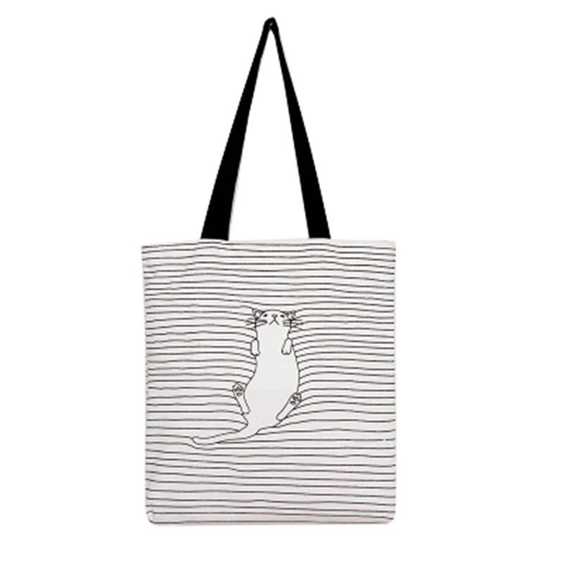 

Ladies Single Shoulder Handbag Simple Beach Bag Cat Printed Women's Casual Tote Female Daily Use Female Shopping Bag