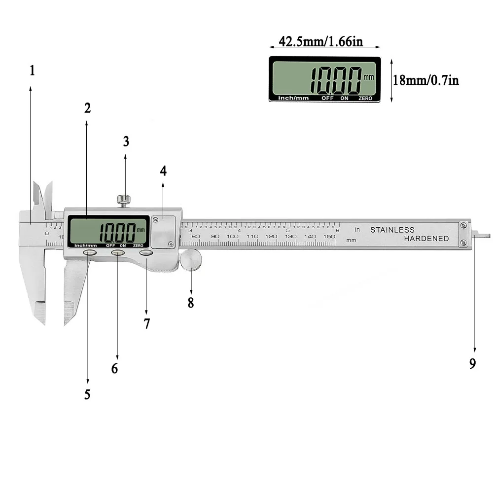 NEWACALOX 150 мм/0-6 дюймов штангенциркуль измерительный инструмент цифровой штангенциркуль из нержавеющей стали точный метрический металлический штангенциркуль