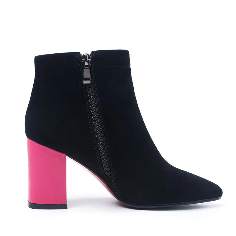 Haute Fermeture Solide Univers Super Kid D'hiver Chaud Noir Suede Éclair Dames Chaussures Cheville Bout Femmes Peluche Talons Pointu H198 Bottes Black En 7q0rzqxOw