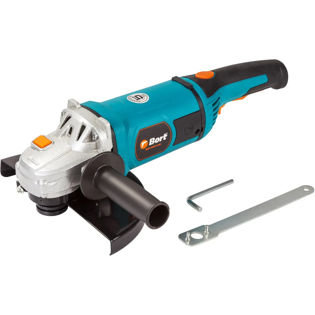 Машина шлифовальная угловая Bort BWS-2500-S-230 (Мощность 2400 Вт, диск 230 мм, плавный пуск, поворотная рукоятка)