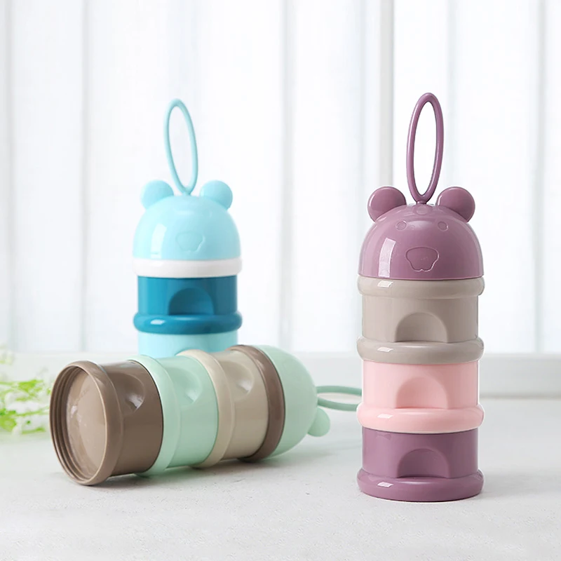

Newbon Kids Formula Milk Powder Box Three Grid Boxes Snacks Candy Supplies Box Portable Rings Infant Baby Milk Container Toddle