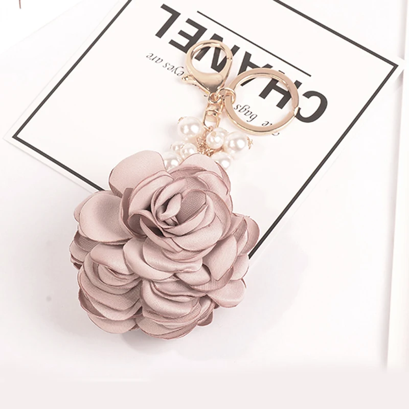 

Fashion Rose Flowers Keychain Bag Pendant Car Ornaments Charm For Women Key Chain Buckle Key Ring Porte Clef EH592