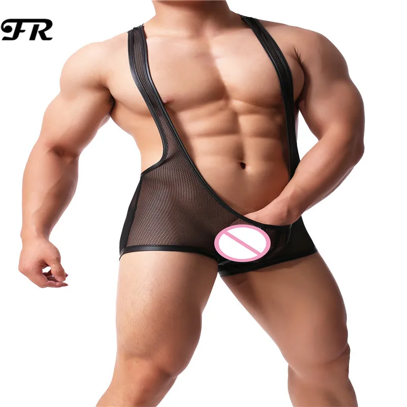 

FR Men's Sexy Borat Style Mankini Suspender Sling Swimsuit Slingshot Costume Men's Body Suit