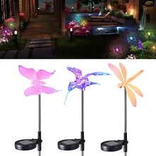 Светильник на солнечной батарее, Светильник Стрекоза/бабочка/птица, уличный светодиодный светильник для газона, водонепроницаемый садовый светильник на солнечной энергии для дома, двора, лужайки, светильник s