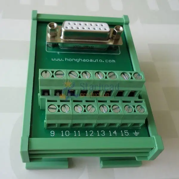 

DB15 female to 15 pin terminal breakout board converter adapter signal relay terminals block DIN rail mounting