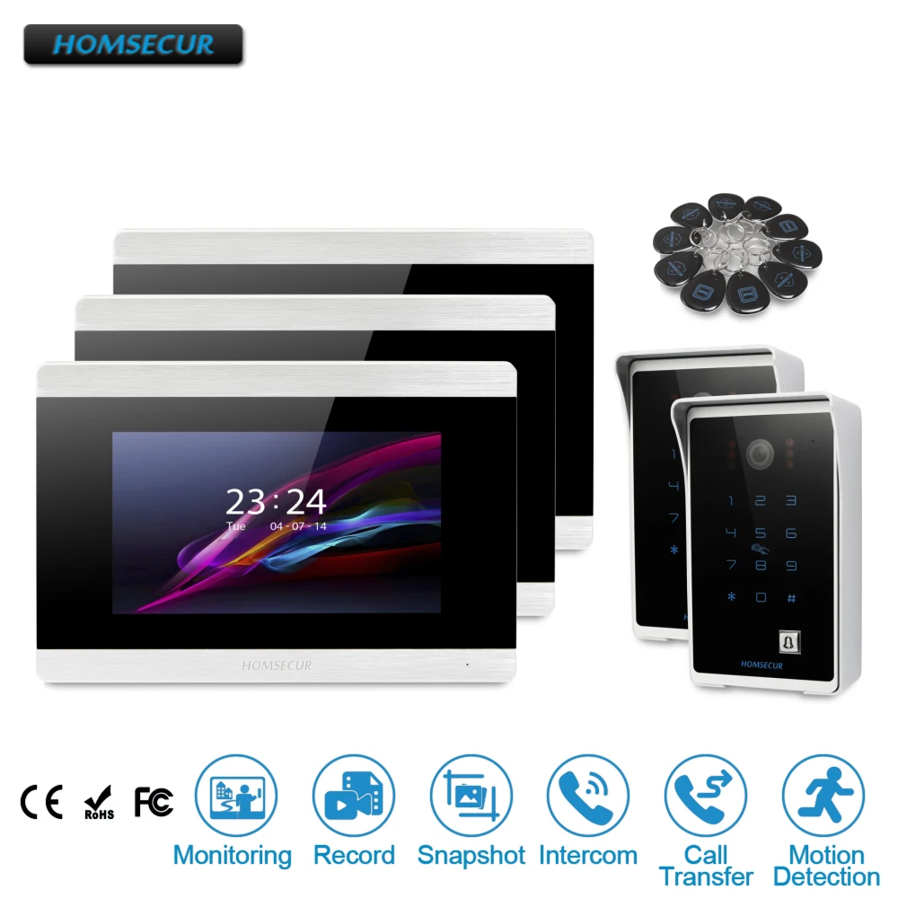 

HOMSECUR 7" Wired Video Door Phone Intercom System with Touch Screen Monitor BC081+BM715-S