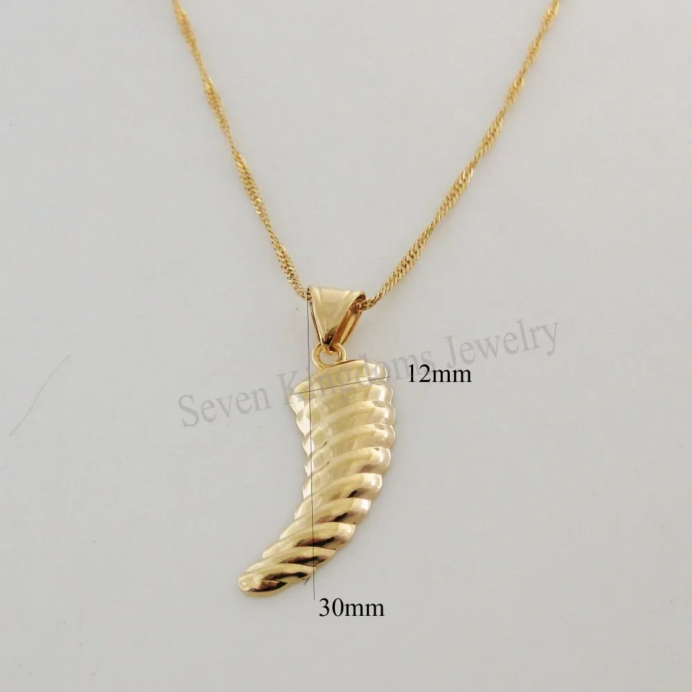 

order 10$ GET FREE SHIPPING/NEW - YELLOW - GOLD OVERLAY FILLED BRASS 18" NECKLACE&horn SIGN PENDANT/Great Money Maker