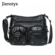 JIEROTYX, одноцветная сумка, модная, с заклепками, женские кожаные сумки, сумки с верхней ручкой, сумки на плечо, черные, в стиле панк, хорошее качество, европейская Прямая поставка