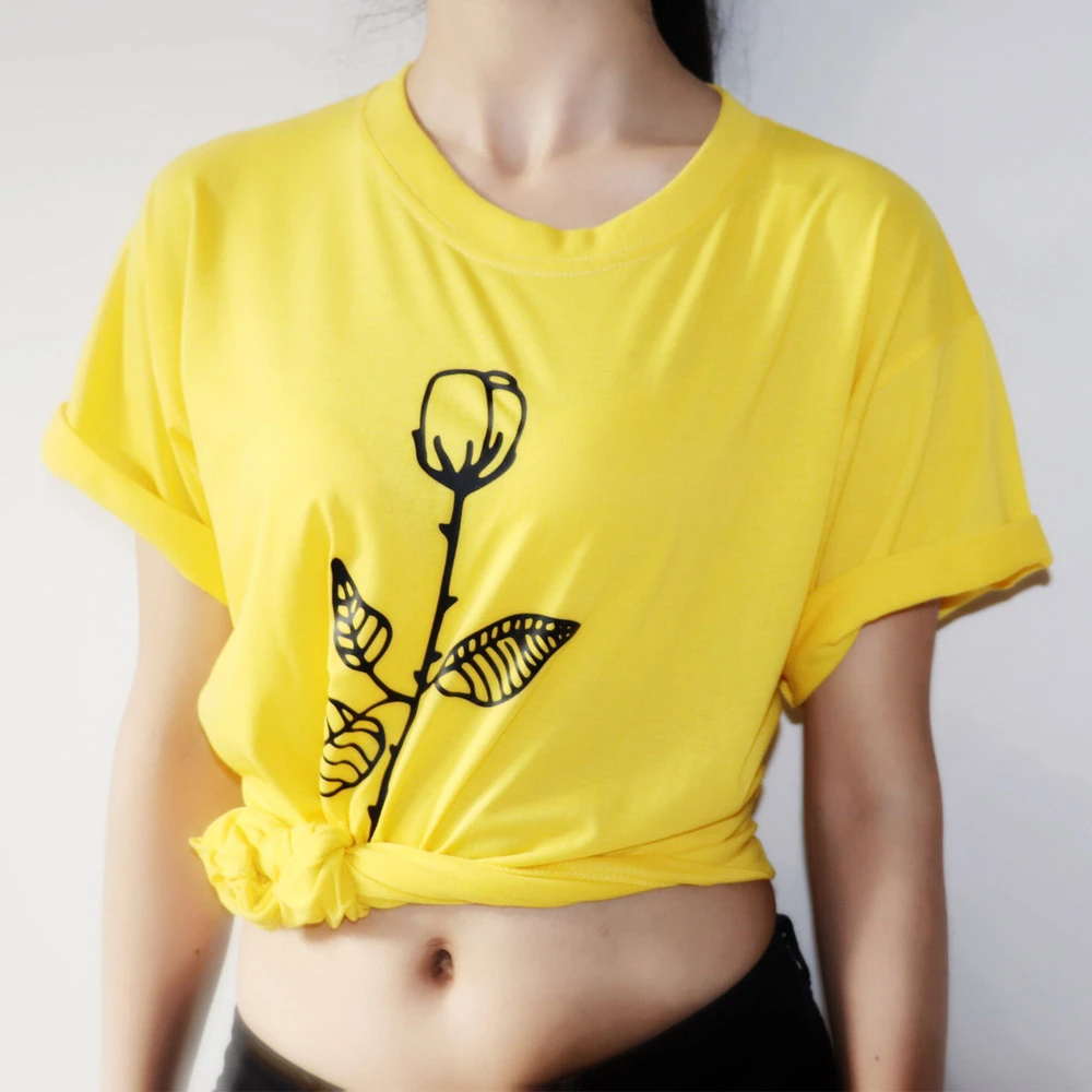 Camiseta Rosa verano 2018 moda mujer ropa gráfica camiseta Tumblr Hipster Blanco/Negro/gris/amarillo /Rosa/camisetas|Camisetas| - AliExpress