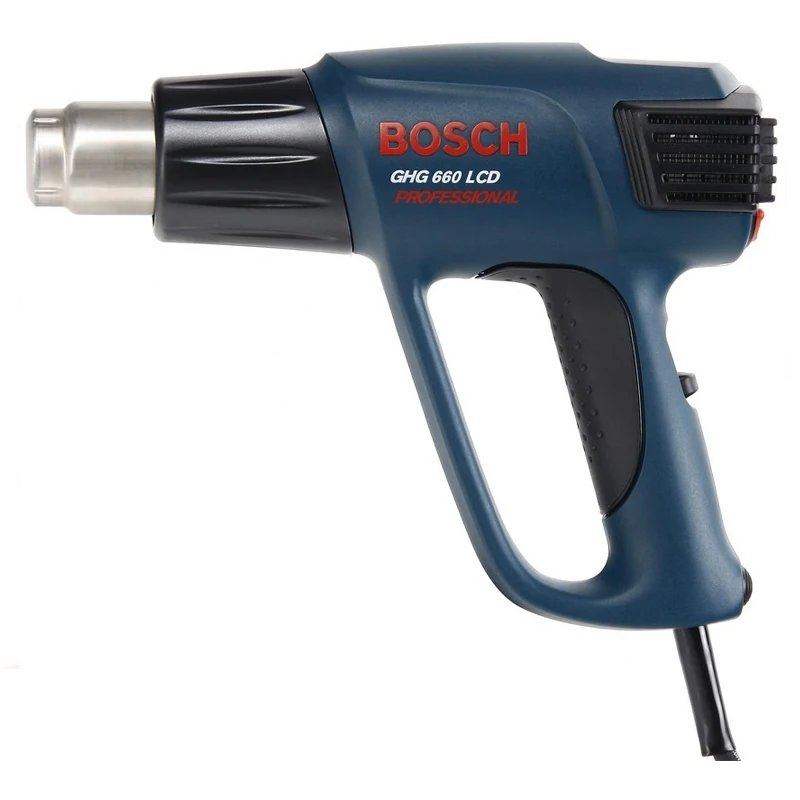 Фен технический Bosch GHG 660 LCD (708,703) (мощность 2300 Вт, 4 режима работы, поток 250-500 л/мин, 50-660 °С, кейс в комплекте)
