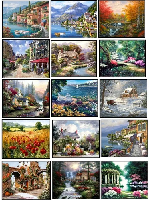 

Landscape 300w x 240h - Counted Cross Stitch Kits - DMC Color DIY Handmade Needlework for Embroidery 14 ct Cross Stitch Sets