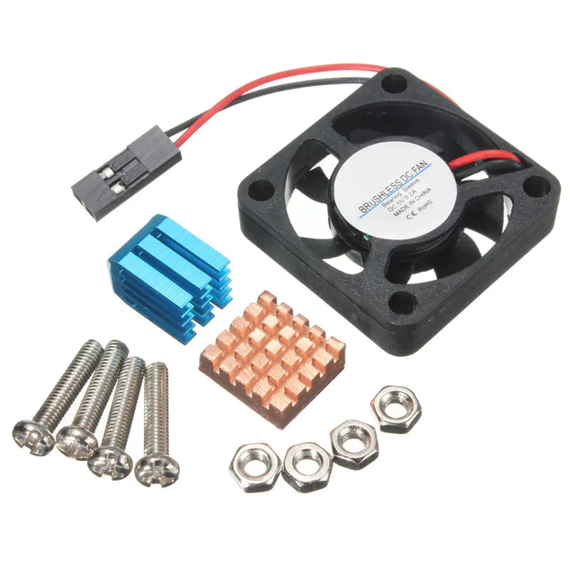 

Mini CPU Fan Cooling Radiator Copper Aluminium Heatsink Cooler Kit For Raspberry Pi B+ Raspberry Pi 2 PC