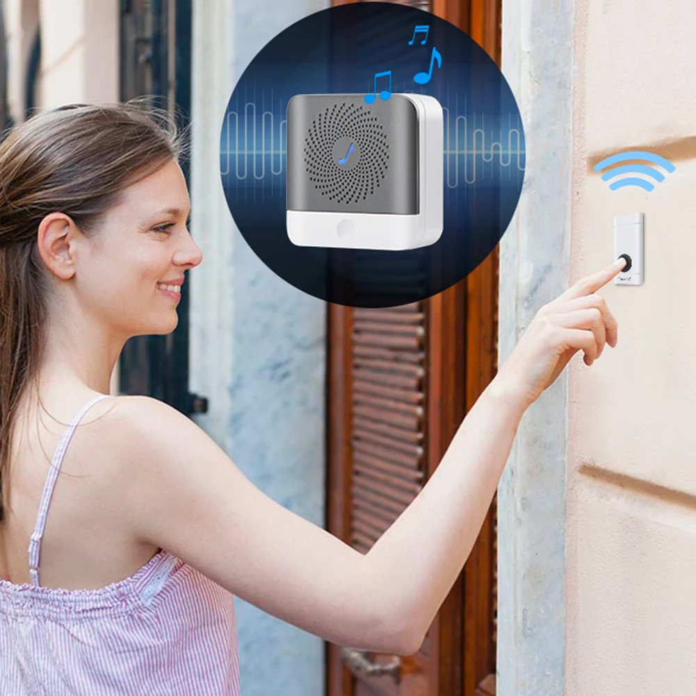 

Magicfly Wireless Ring Doorbell Portable Doorbell Kit Music 52 Melodies Button with Sound for Smart Home Use Mini US Plug