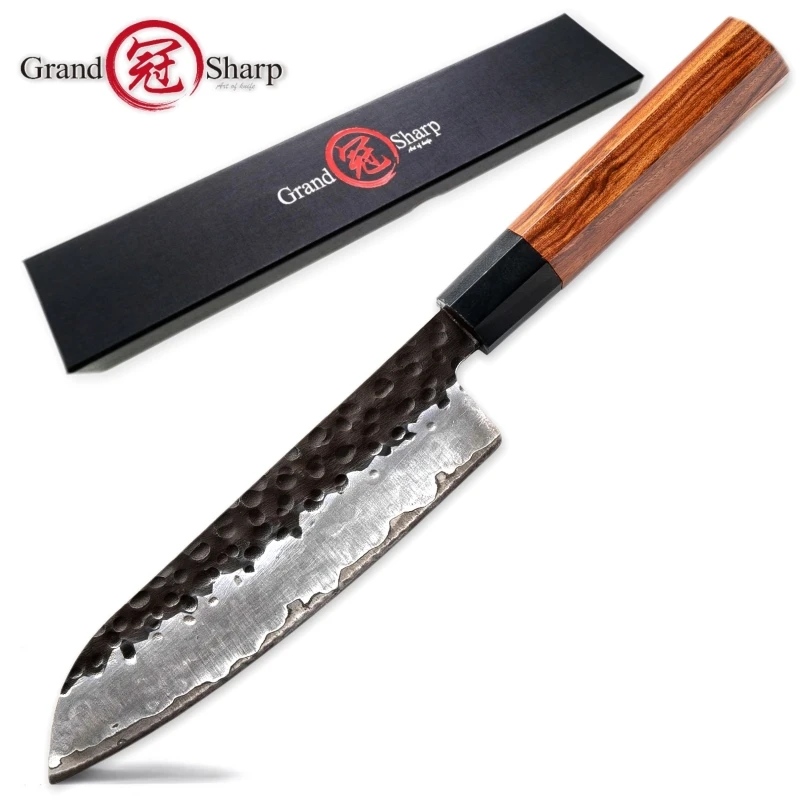 Handmade Santoku Knife 7 inch 3 Layers Japanese AUS10 High Carbon Blade Chef Kitchen Knives Professional Cooking  Slicing Tools 1