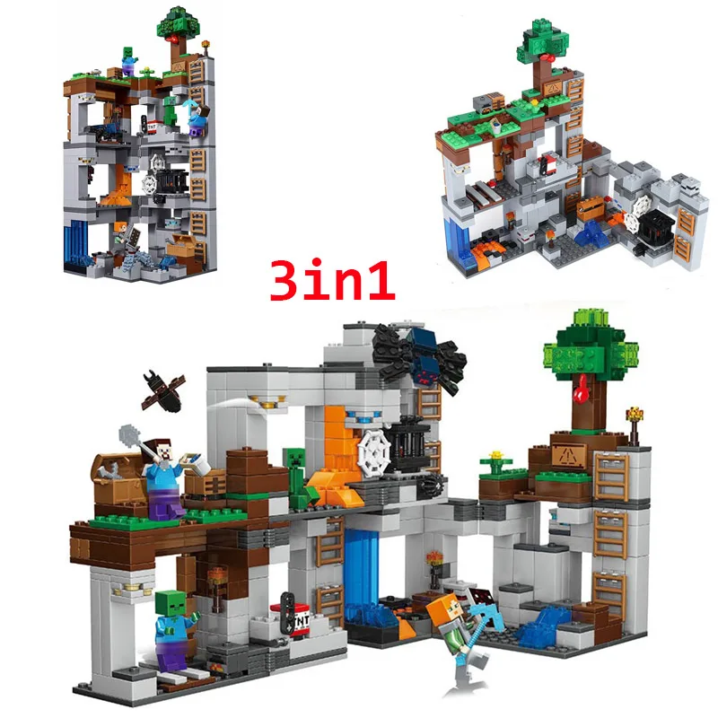 

21147 666pcs My World Series Bedrock Adventures 3 models Model Building Blocks Bricks Toys for Children 10990 Gift