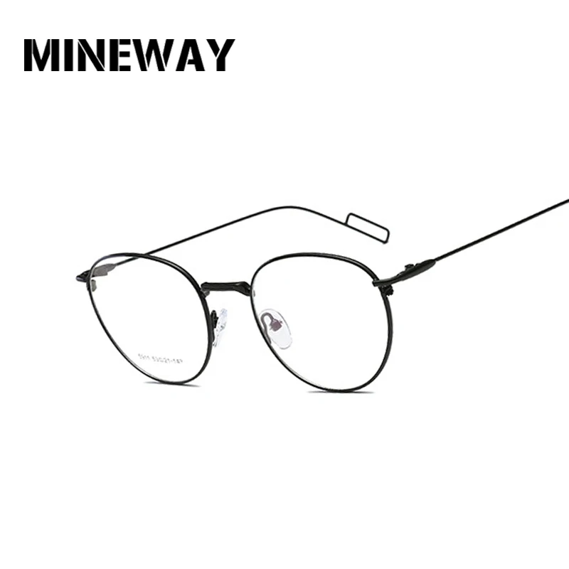 

MINEWAY Glasses Frame Women Men Retro Round Metal Frame Clear Lens Glasses Nerd Spectacles Eyeglass Oculos Femininos Unisex