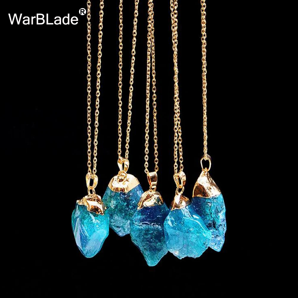 WarBLade естественный неправильной формы камень кулон ожерелье Красочный кварцевый кристалл камень ожерелье s для женщин ювелирные изделия подарок