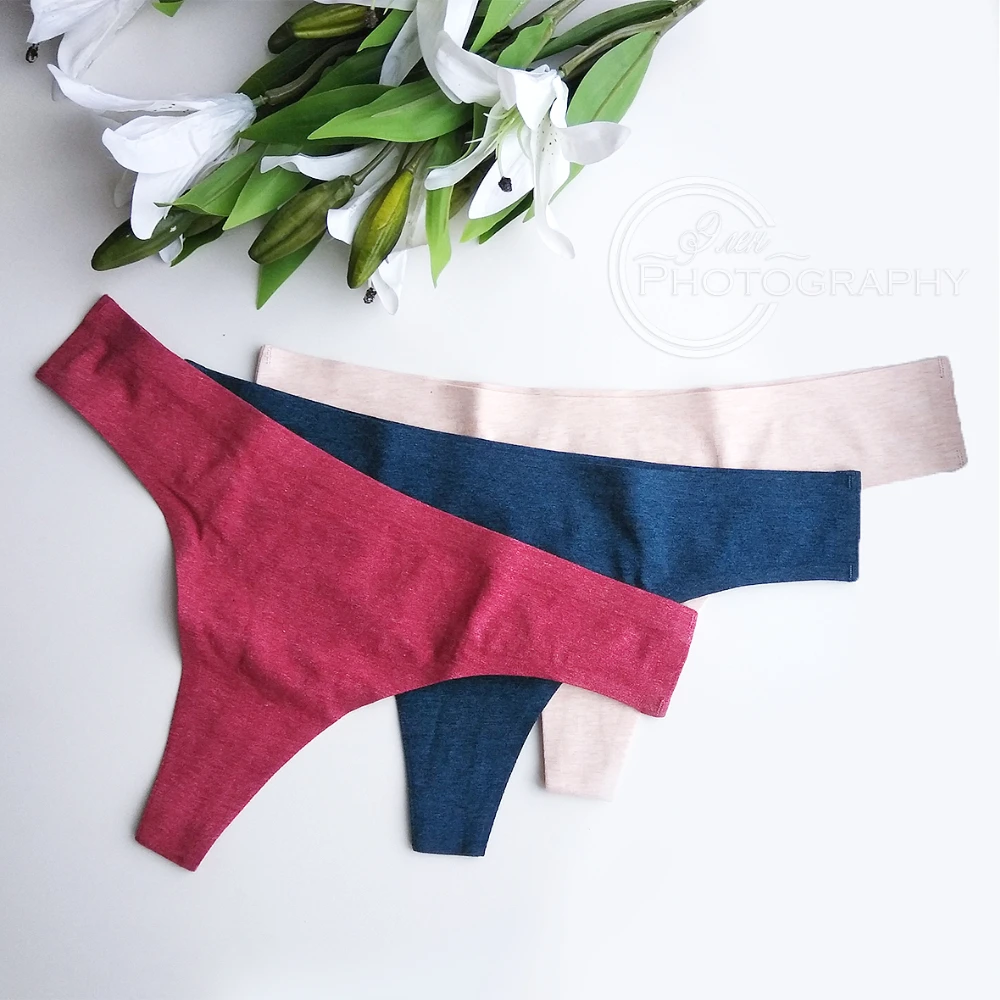 Colored Cotton Panties Briefs for Women Sexy Thongs Women