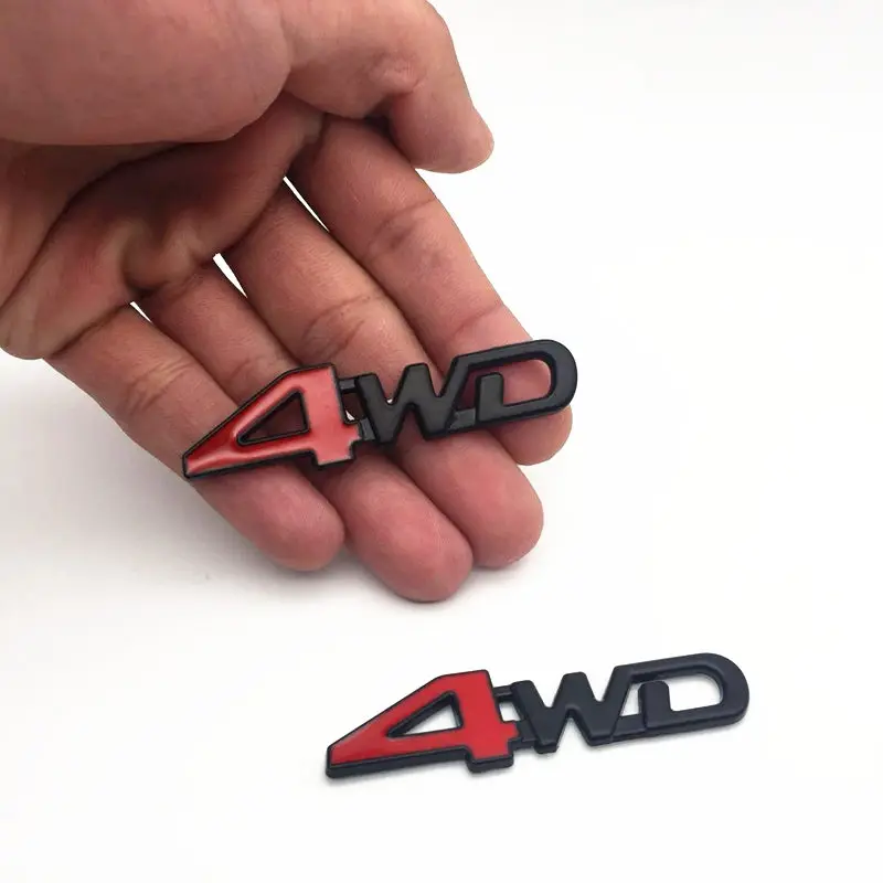 FDIK 2PCS/set Car Tail Rear Side Metal 4x4 RC Car 4WD Sticker 3D Chrome Badge Car Emblem Badge Decal Auto Decor Styling 4WD