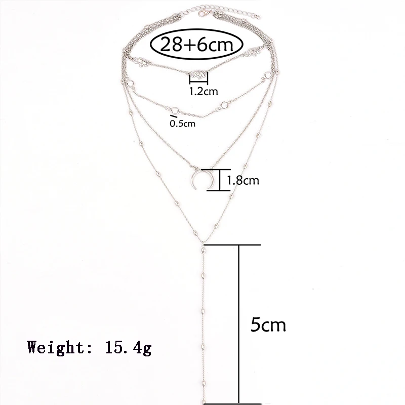 Модное ретро Слоник Лунная бусина цепочка многослойное ожерелье с подвеской набор для женщин очаровательные вечерние серебряные ожерелья ювелирное изделие подарок