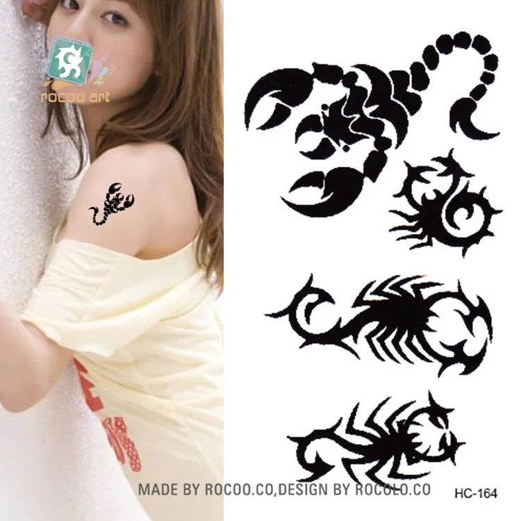 Rocooart HC1164 водонепроницаемый поддельные татуировки наклейки для женщин грудь наручные браслеты флэш тату-Скорпион Временные татуировки для мальчиков