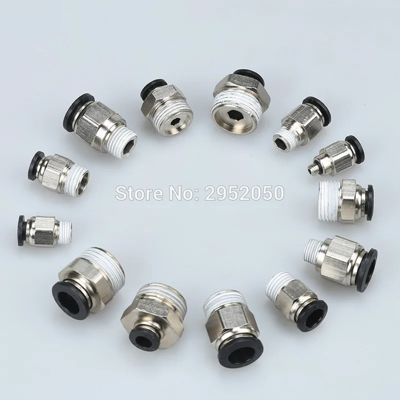 

High-quality black 20Pcs/lot PC8-02 Tube 8mm Thread Straight Through 1/4" Pneumatic Pipe Fitting Tube Connector