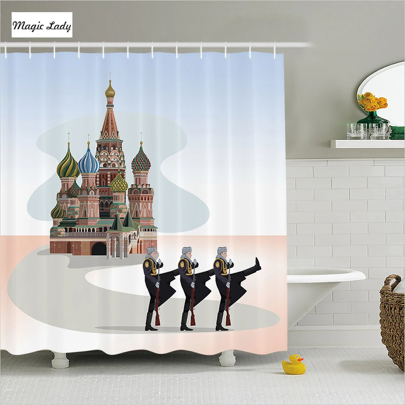 Shower Curtains Men Bathroom Accessories Cathedral Red Square Moscow