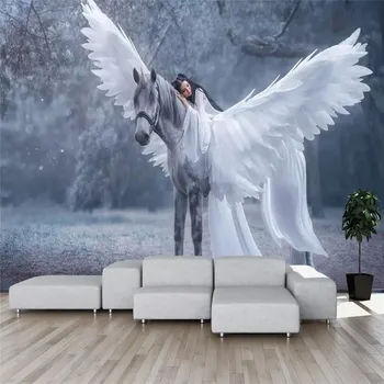 

Nordic dream forest Pegasus beautiful background wall manufacturers wholesale wallpaper murals custom photo wall