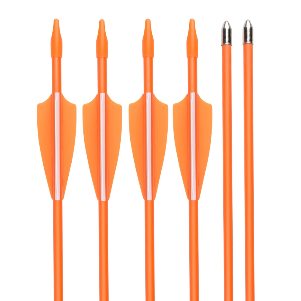 12 pcs Fiberglass Arrows Youth 5*7mm 26&quot Orange Fixed Bullet Point Kid Child Beginner Practice Archery Bow Free Shipping | Спорт и