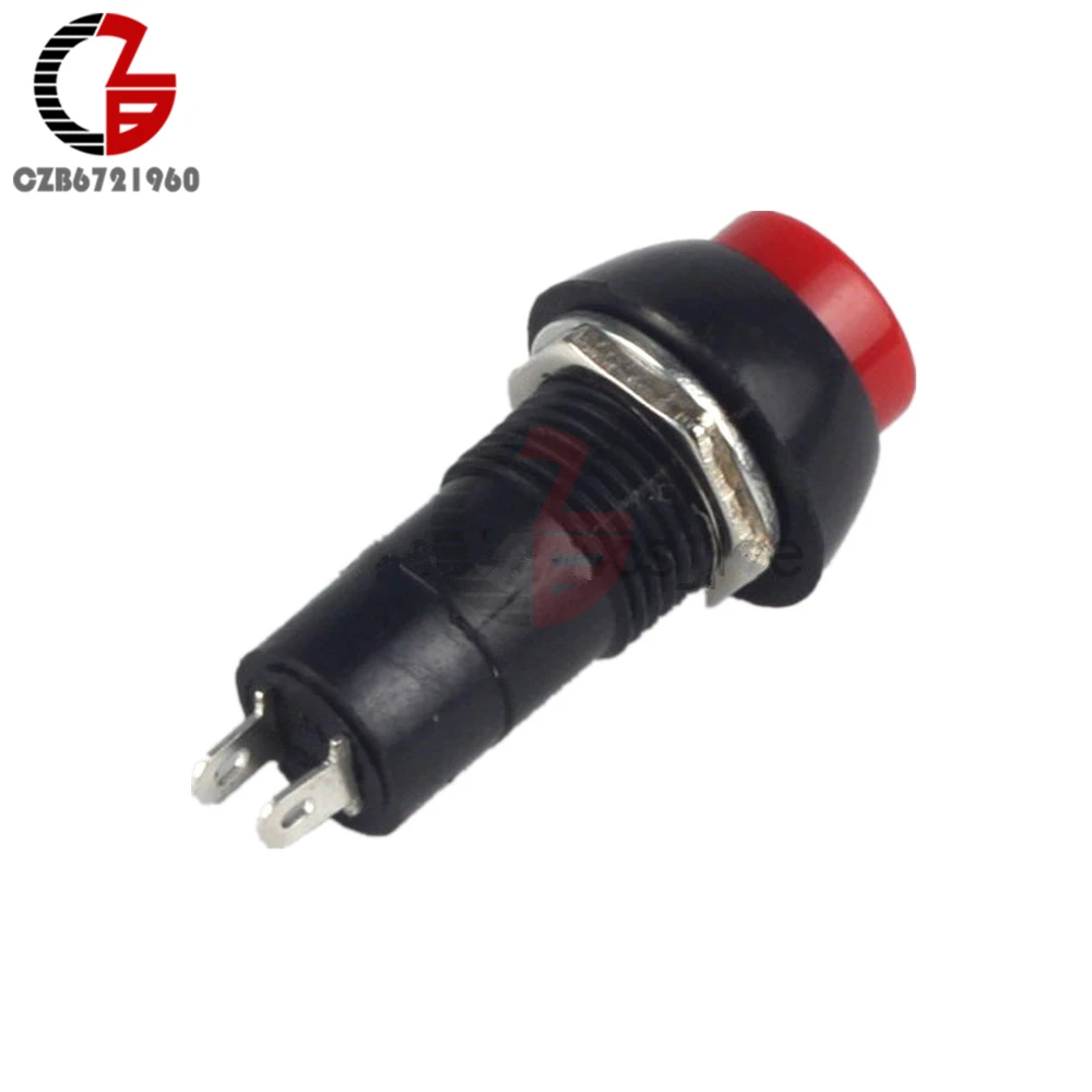 5PCS PBS-11B 12mm 250V 3A Red Push Button Switch No Self-Lock ON//OFF Lock